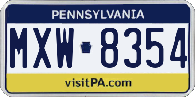PA license plate MXW8354