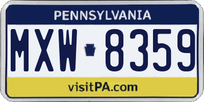 PA license plate MXW8359