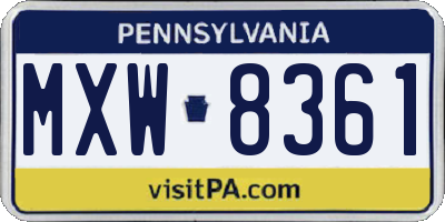 PA license plate MXW8361