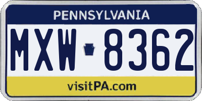 PA license plate MXW8362