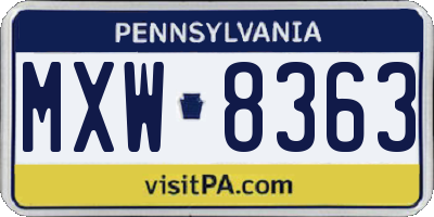 PA license plate MXW8363