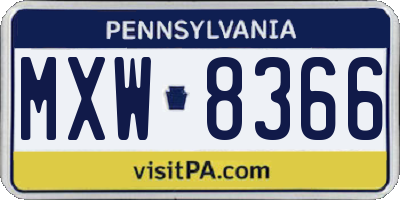 PA license plate MXW8366