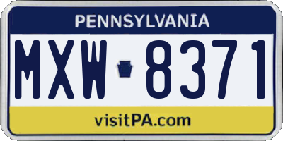 PA license plate MXW8371