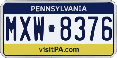 PA license plate MXW8376