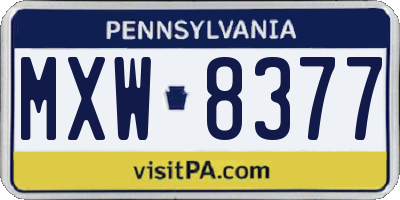 PA license plate MXW8377