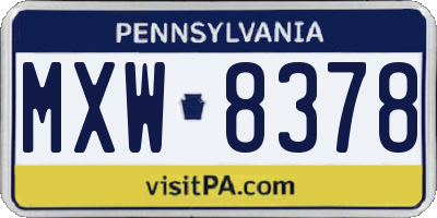 PA license plate MXW8378