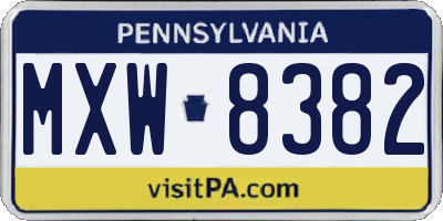 PA license plate MXW8382
