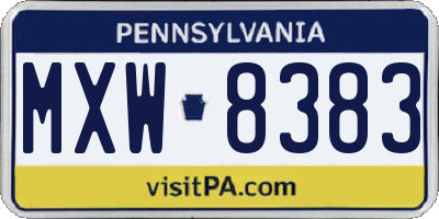 PA license plate MXW8383
