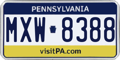 PA license plate MXW8388