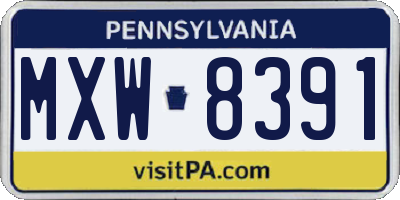 PA license plate MXW8391
