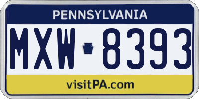 PA license plate MXW8393
