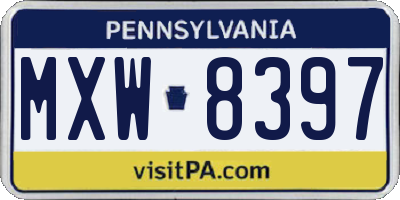 PA license plate MXW8397
