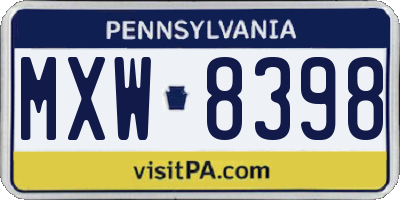 PA license plate MXW8398