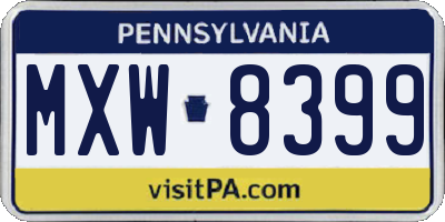 PA license plate MXW8399