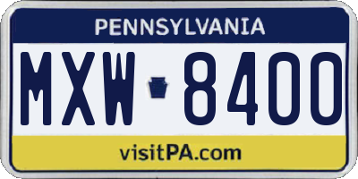 PA license plate MXW8400