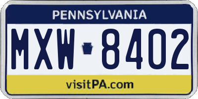 PA license plate MXW8402