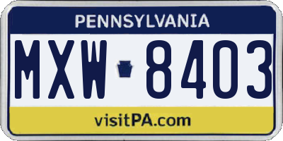 PA license plate MXW8403