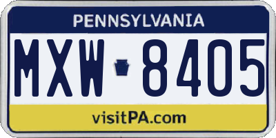 PA license plate MXW8405