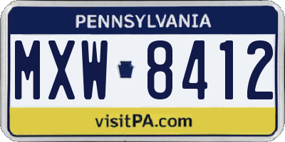 PA license plate MXW8412