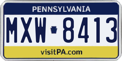 PA license plate MXW8413