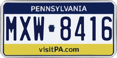 PA license plate MXW8416
