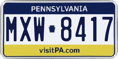 PA license plate MXW8417