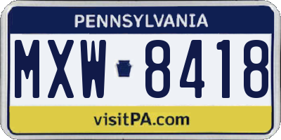 PA license plate MXW8418