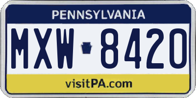 PA license plate MXW8420