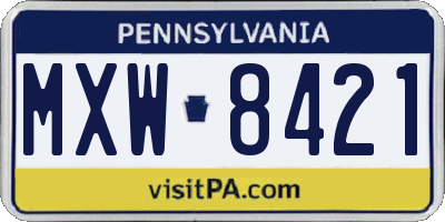PA license plate MXW8421
