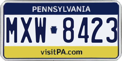 PA license plate MXW8423