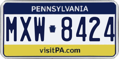 PA license plate MXW8424