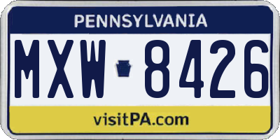 PA license plate MXW8426