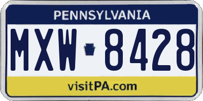 PA license plate MXW8428