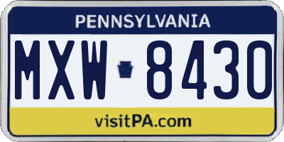 PA license plate MXW8430