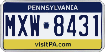 PA license plate MXW8431