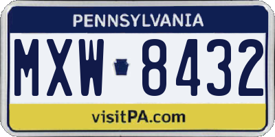 PA license plate MXW8432
