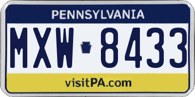 PA license plate MXW8433