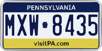 PA license plate MXW8435
