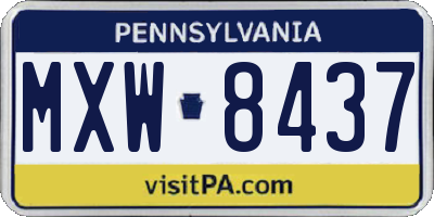 PA license plate MXW8437