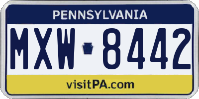 PA license plate MXW8442