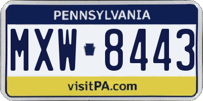 PA license plate MXW8443