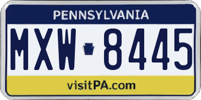 PA license plate MXW8445