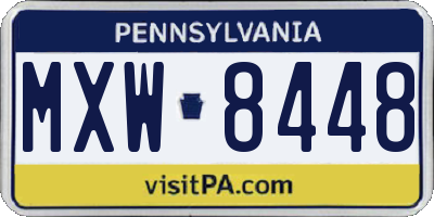 PA license plate MXW8448