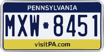 PA license plate MXW8451