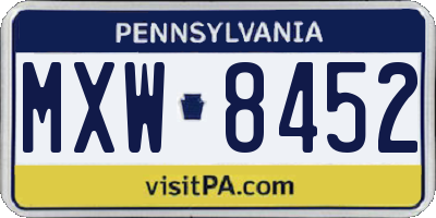 PA license plate MXW8452