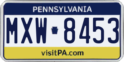 PA license plate MXW8453