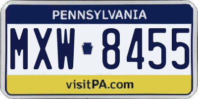 PA license plate MXW8455