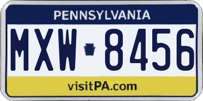 PA license plate MXW8456