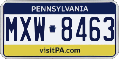 PA license plate MXW8463