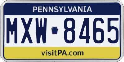 PA license plate MXW8465